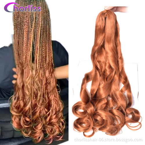 Loose Body Wave 24 Inches Pre Stretch Spiral Curl Hair Attachment For Braids Wavy Curly Synthetic Braiding Hair Extensions